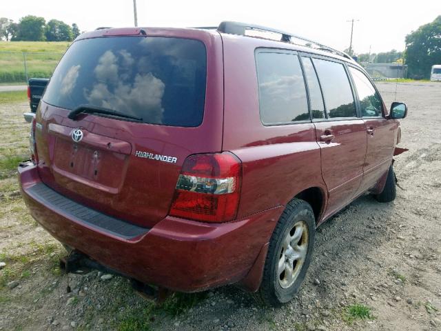 JTEGD21A560150549 - 2006 TOYOTA HIGHLANDER BURGUNDY photo 4