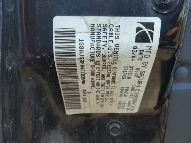 1G8AJ52F04Z183590 - 2004 SATURN ION LEVEL GRAY photo 10