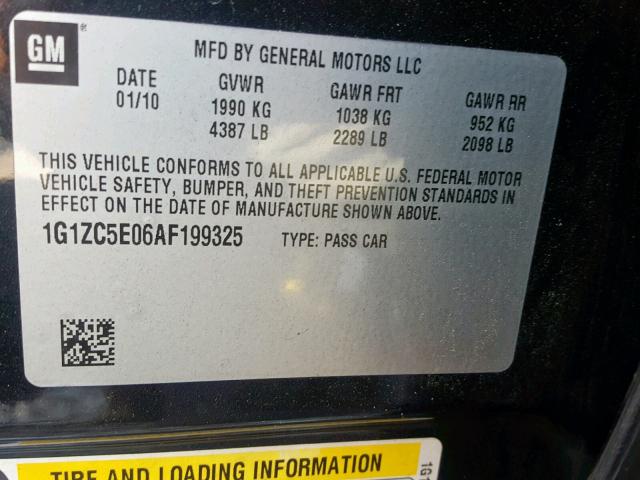 1G1ZC5E06AF199325 - 2010 CHEVROLET MALIBU 1LT 黑色 照片 10