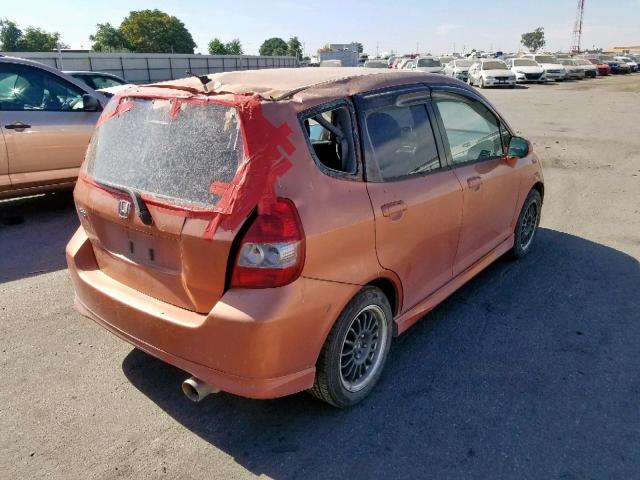 JHMGD37688S061920 - 2008 HONDA FIT SPORT ORANGE photo 3