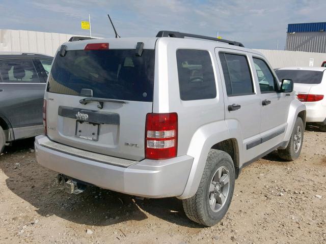 1J8GN28K78W210470 - 2008 JEEP LIBERTY SP SILVER photo 4