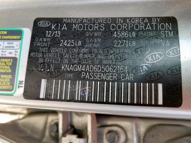 KNAGM4AD6D5062164 - 2013 KIA OPTIMA HYB SILVER photo 10