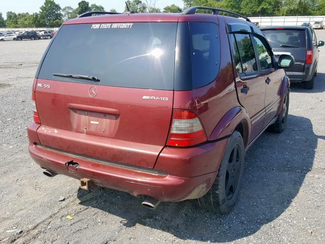 4JGAB74EXYA168694 - 2000 MERCEDES-BENZ ML 55 RED photo 4