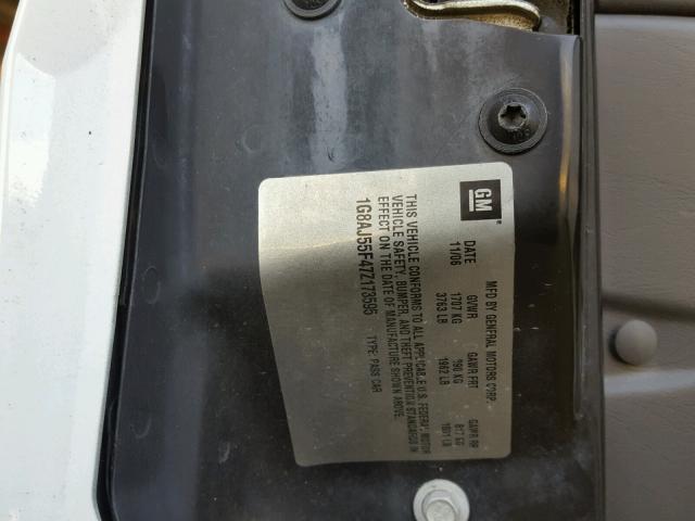 1G8AJ55F47Z173595 - 2007 SATURN ION LEVEL WHITE photo 10