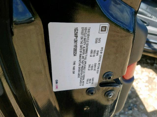 1G2WP12K1YF285234 - 2000 PONTIAC GRAND PRIX BLACK photo 10