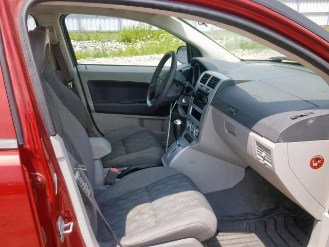 1B3HB48B97D252358 - 2007 DODGE CALIBER SX RED photo 5