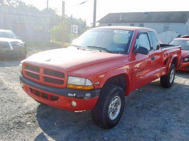 1B7GG22NXYS697563 - 2000 DODGE DAKOTA RED photo 2