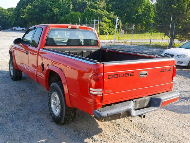 1B7GG22NXYS697563 - 2000 DODGE DAKOTA RED photo 3