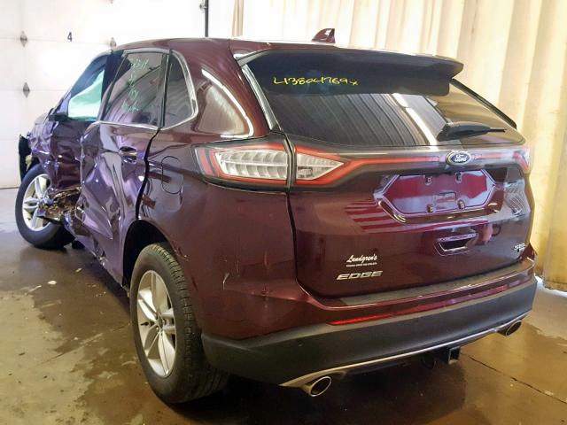 2FMPK4J89HBC02586 - 2017 FORD EDGE SEL MAROON photo 3