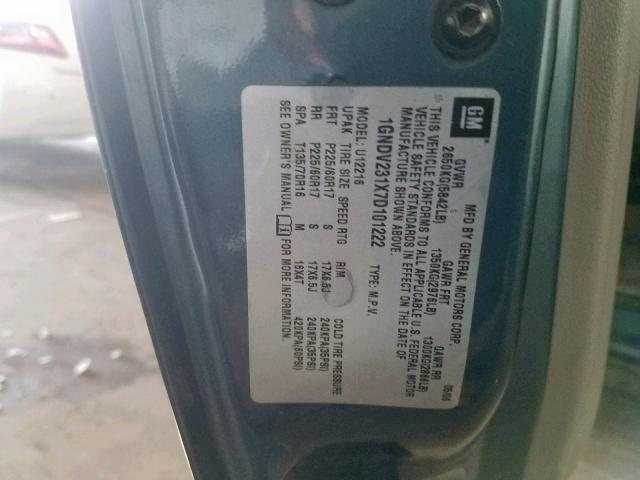 1GNDV231X7D101222 - 2007 CHEVROLET UPLANDER L BLUE photo 10