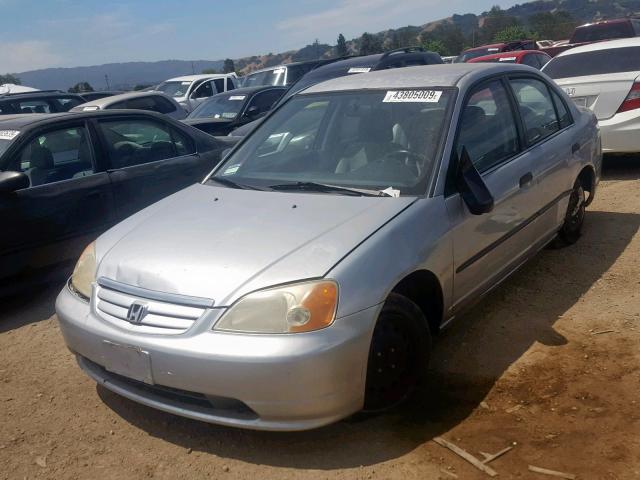 2HGES16201H585840 - 2001 HONDA CIVIC DX SILVER photo 2