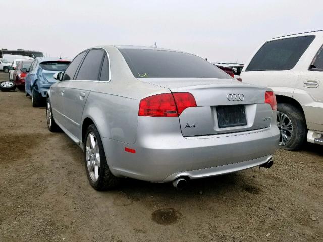 WAUAF78E28A133342 - 2008 AUDI A4 2.0T SILVER photo 3