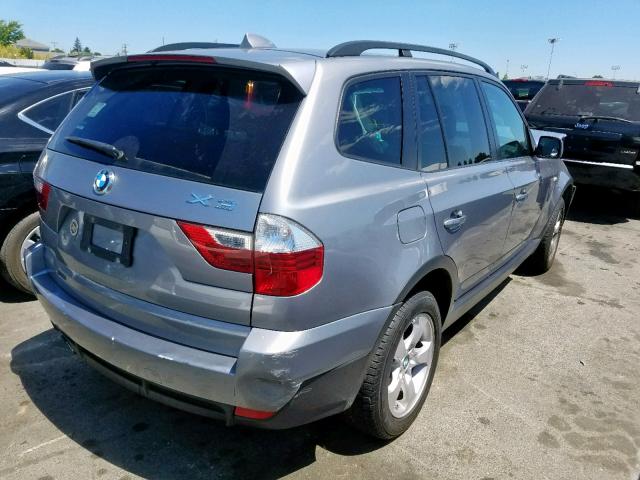 WBXPC93418WJ03948 - 2008 BMW X3 3.0SI GRAY photo 4