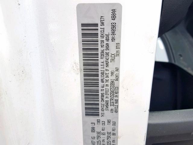 3C6TRVDG5KE533941 - 2019 RAM PROMASTER 白色 照片 10