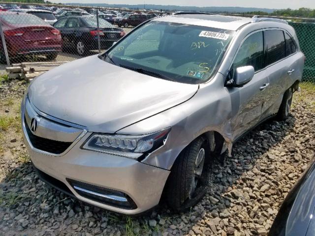 5FRYD4H26EB016392 - 2014 ACURA MDX SILVER photo 2