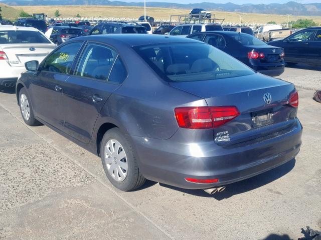 3VW1K7AJ6FM321039 - 2015 VOLKSWAGEN JETTA BASE GRAY photo 3