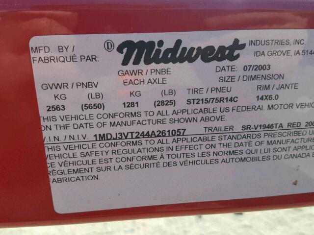 1MDJ3VT244A261057 - 2004 SHOR TRAILER Boz foto 10
