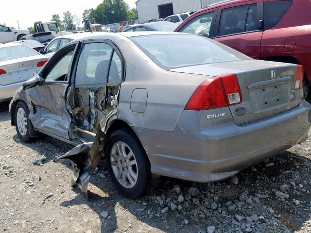 2HGES16395H045546 - 2005 HONDA CIVIC DX V GRAY photo 3