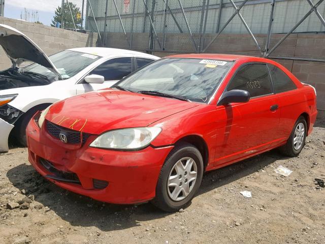 1HGEM21115L050801 - 2005 HONDA CIVIC DX V RED photo 2