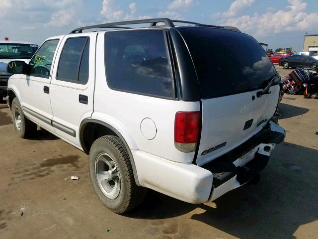 1GNCS13W812218830 - 2001 CHEVROLET BLAZER WHITE photo 3