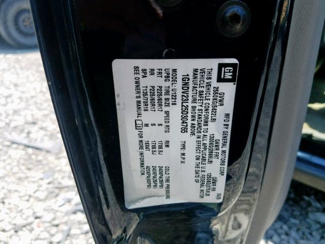 1GNDV23L25D304765 - 2005 CHEVROLET UPLANDER L 蓝色 照片 10