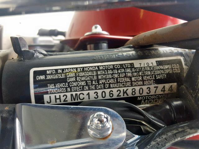 JH2MC13062K803744 - 2002 HONDA CMX250 C RED photo 10