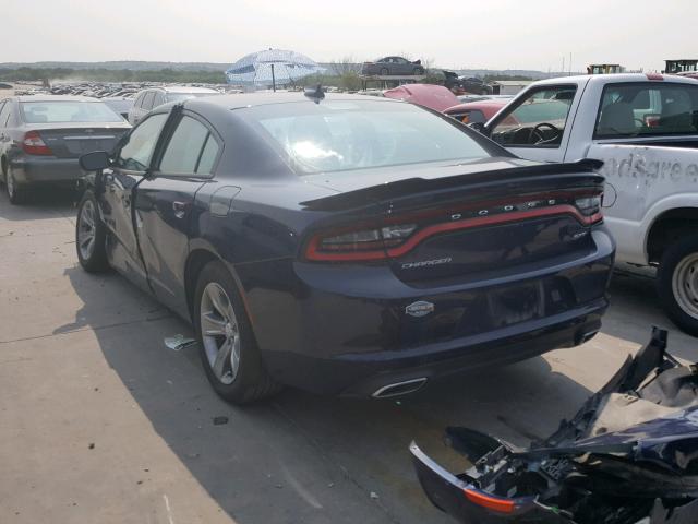 2C3CDXHG0GH354624 - 2016 DODGE CHARGER SX BLUE photo 3