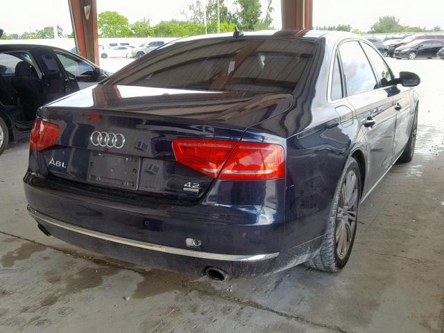 WAURVAFDXCN007387 - 2012 AUDI A8 L QUATT BLUE photo 4