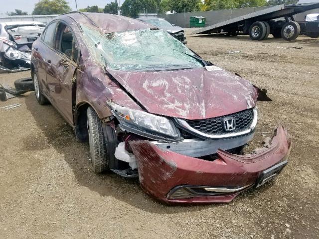 19XFB2F56EE219255 - 2014 HONDA CIVIC LX RED photo 1