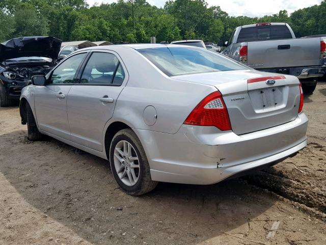 3FAHP0GA0BR337564 - 2011 FORD FUSION S SILVER photo 3