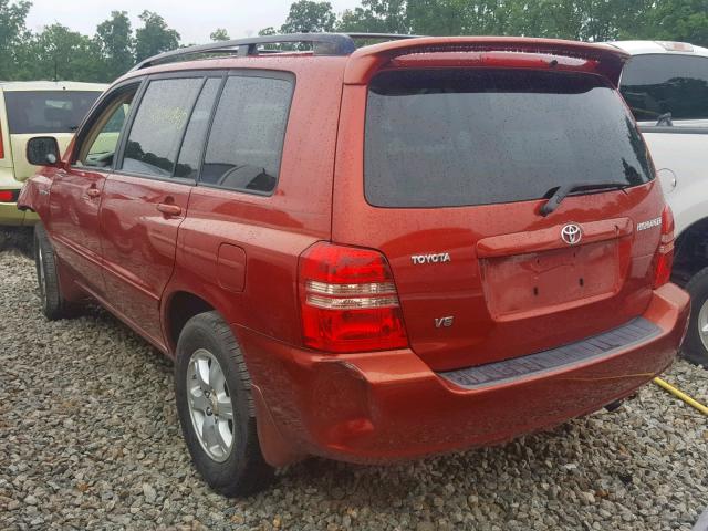 JTEGF21A630084521 - 2003 TOYOTA HIGHLANDER RED photo 3