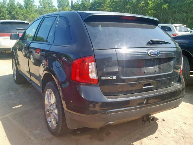 2FMDK4JC9DBA79518 - 2013 FORD EDGE SEL BLACK photo 3