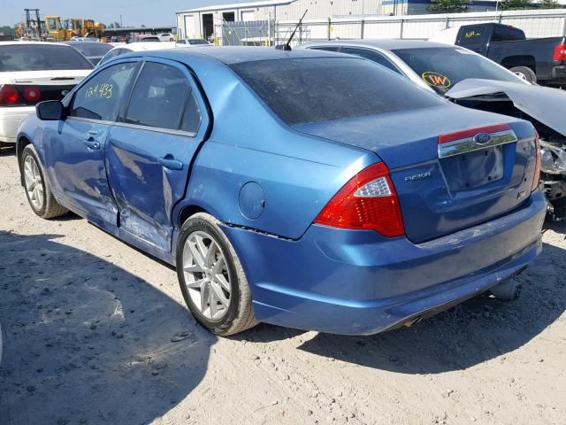 3FAHP0JGXAR127050 - 2010 FORD FUSION SEL BLUE photo 3