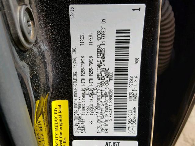 5TFEW5F11GX200209 - 2016 TOYOTA TUNDRA CRE BLACK photo 10