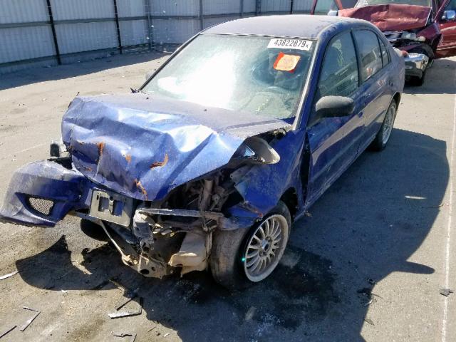 2HGES16345H519676 - 2005 HONDA CIVIC DX V BLUE photo 2