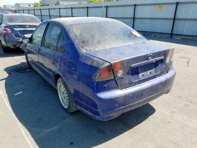 2HGES16345H519676 - 2005 HONDA CIVIC DX V BLUE photo 3