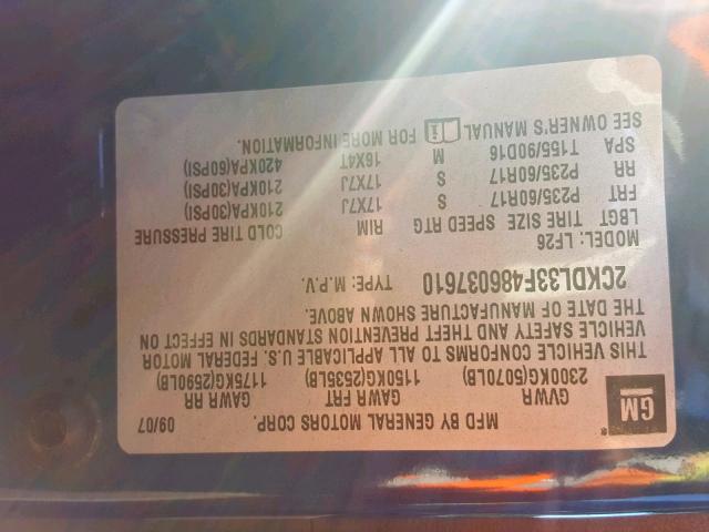 2CKDL33F486037610 - 2008 PONTIAC TORRENT BLUE photo 10