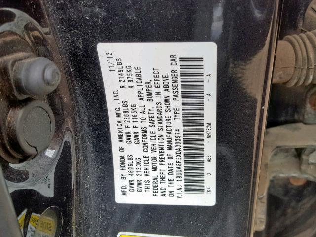 19UUA8F5XDA003974 - 2013 ACURA TL TECH GRAY photo 10