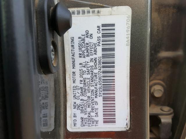 5Y2SL65807Z423801 - 2007 PONTIAC VIBE GRAY photo 10