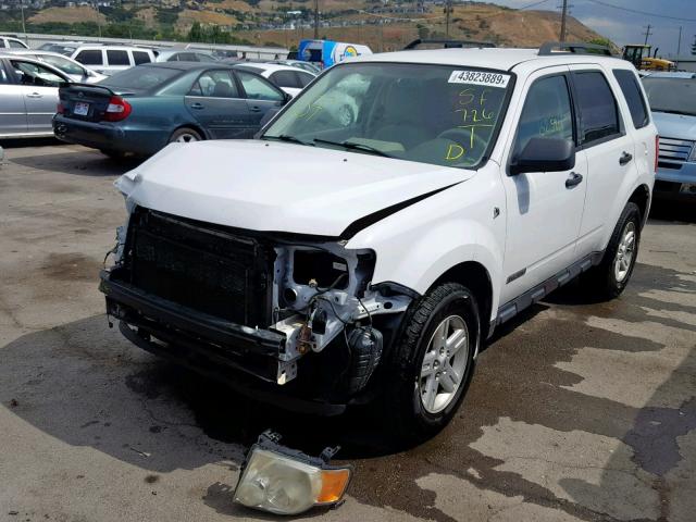 1FMCU49H68KA50589 - 2008 FORD ESCAPE HEV WHITE photo 2