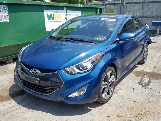 KMHDH6AH0EU026563 - 2014 HYUNDAI ELANTRA CO BLUE photo 2