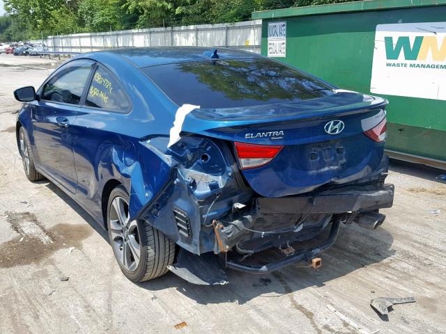 KMHDH6AH0EU026563 - 2014 HYUNDAI ELANTRA CO BLUE photo 3