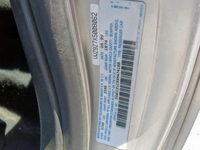 3VWCC21C9XM474168 - 1999 VOLKSWAGEN NEW BEETLE Gümüş foto 10