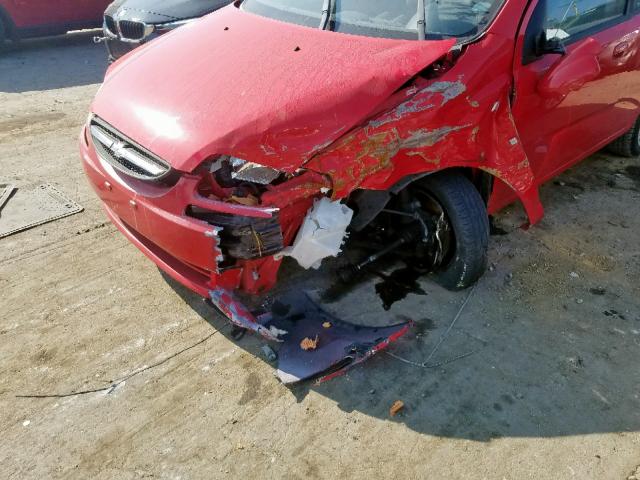 KL1TD66638B244653 - 2008 CHEVROLET AVEO BASE Қызыл фото 9