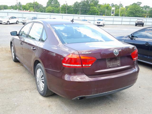 1VWAS7A33EC066917 - 2014 VOLKSWAGEN PASSAT S MAROON photo 3