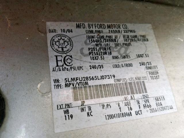 5LMFU28565LJ07319 - 2005 LINCOLN NAVIGATOR TAN photo 10