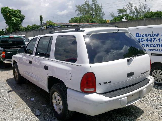 1B4HR38N72F167446 - 2002 DODGE DURANGO SP WHITE photo 3