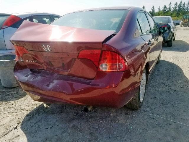 2HGFA16317H033725 - 2007 HONDA CIVIC DX RED photo 4