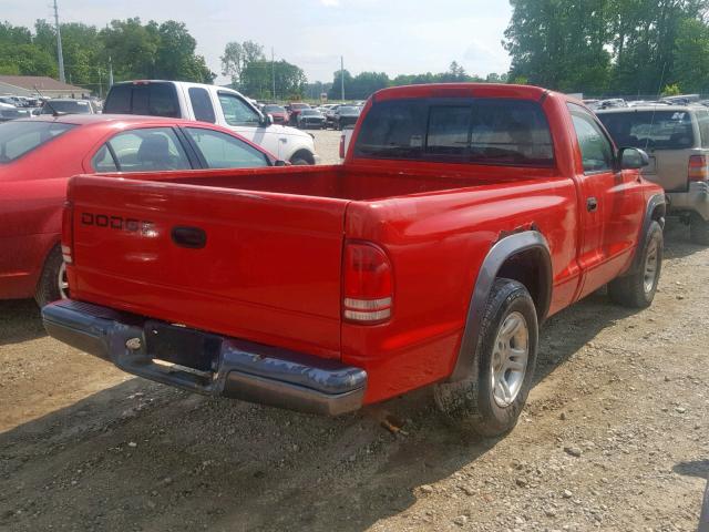 1B7FL16X42S702051 - 2002 DODGE DAKOTA BAS RED photo 4