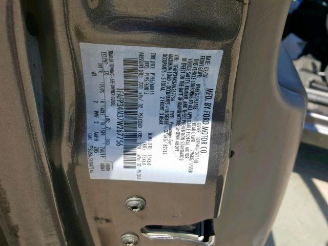 1FAFP34N37W267756 - 2007 FORD FOCUS ZX4 GRAY photo 10